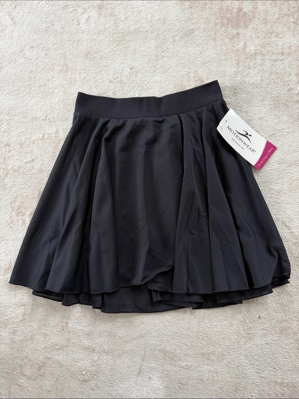 Motionwear Mock Wrap Pull On Waist Crepe Skirt, Black, Large Child